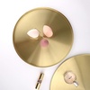 image:imageFREELOVE 12 Inch Brushed Gold Round Tray Stainless Steel Brass Decorative Tray for Coffee Table Vanity Bathroom Counter Dresser Candles Perfume Jewelry and Bar Cart DcorLight Gold