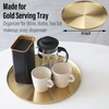 image:imageFREELOVE 12 Inch Brushed Gold Round Tray Stainless Steel Brass Decorative Tray for Coffee Table Vanity Bathroom Counter Dresser Candles Perfume Jewelry and Bar Cart DcorLight Gold