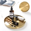 image:imageFREELOVE 12 Inch Brushed Gold Round Tray Stainless Steel Brass Decorative Tray for Coffee Table Vanity Bathroom Counter Dresser Candles Perfume Jewelry and Bar Cart DcorBrass Gold