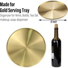 image:imageFREELOVE 12 Inch Brushed Gold Round Tray Stainless Steel Brass Decorative Tray for Coffee Table Vanity Bathroom Counter Dresser Candles Perfume Jewelry and Bar Cart DcorLight Gold