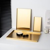 image:imageFREELOVE Gold Tray for Bathroom Vanity Brass Decor Small Candle Holder Rectangle Soap Dish Brushed Square Plate Coffee Table Toilet Back Modern Antique 10X15Sanding Gold