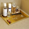image:imageFREELOVE Gold Tray for Bathroom Vanity Brass Decor Small Candle Holder Rectangle Soap Dish Brushed Square Plate Coffee Table Toilet Back Modern Antique 10X15Sanding Gold