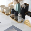 image:imageFREELOVE Mirror Gold Tray for Bathroom Vanity Perfume Small Brass Metal Decorative Trays Rectangle Round Oval Trinket for Napkin Glass Soap Sink Decanter Towel Candle Jewelry 59X15Mirror Gold Oval 37x9