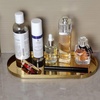 image:imageFREELOVE Mirror Gold Tray for Bathroom Vanity Perfume Small Brass Metal Decorative Trays Rectangle Round Oval Trinket for Napkin Glass Soap Sink Decanter Towel Candle Jewelry 59X15Mirror Gold Oval 51x118
