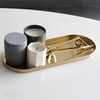 image:imageFREELOVE Mirror Gold Tray for Bathroom Vanity Perfume Small Brass Metal Decorative Trays Rectangle Round Oval Trinket for Napkin Glass Soap Sink Decanter Towel Candle Jewelry 59X15Mirror Gold Oval 59x15