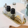 image:imageFREELOVE Mirror Gold Tray for Bathroom Vanity Perfume Small Brass Metal Decorative Trays Rectangle Round Oval Trinket for Napkin Glass Soap Sink Decanter Towel Candle Jewelry 59X15Mirror Gold Oval 59x15