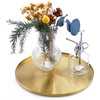 image:imageFREELOVE 12 Inch Brushed Gold Round Tray Stainless Steel Brass Decorative Tray for Coffee Table Vanity Bathroom Counter Dresser Candles Perfume Jewelry and Bar Cart DcorLight Gold