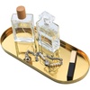 image:imageFREELOVE Mirror Gold Tray for Bathroom Vanity Perfume Small Brass Metal Decorative Trays Rectangle Round Oval Trinket for Napkin Glass Soap Sink Decanter Towel Candle Jewelry 59X15Mirror Gold Oval 51x118
