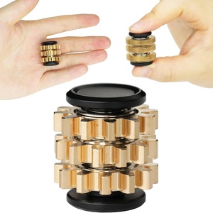 image:imageFREELOVE Chain Gear Little Ouchies Pain Fidget Spinner Mini Small Stim Spiky Grippie Metal Roller Stress Relief Massager Quiet Spin Fidget Toys for Adults 4Gears Silver3gears Stacking Black