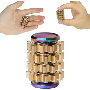 image:imageFREELOVE Chain Gear Little Ouchies Pain Fidget Spinner Mini Small Stim Spiky Grippie Metal Roller Stress Relief Massager Quiet Spin Fidget Toys for Adults 4Gears Silver4gears Stacking Rainbow