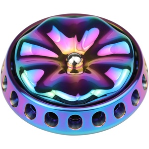 image:imageFREELOVE Flower Design Metal Fidget Spinners for Adults Premium Silent Bearing DIY Expand to Wind Chime Coin Desktop Spinning Top Ratchet Slider Toy Stainless Steel GoldRainbow