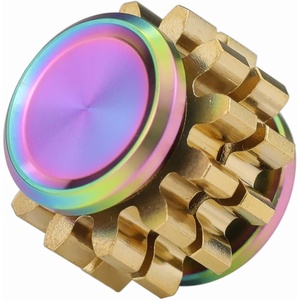 image:imageFREELOVE Gear Metal Fidget Spinner Toys for Adults Small Mini Tiny Pockget Figette Bike Chain Copper Brass Hands Gyro Quiet Silent Cool Cube for Anxiety Men Wheel 10 Gears Linkage BlackBrass2 Gears Stacking Rainbow