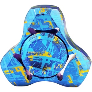 image:imageFREELOVE Metal Fidget Spinner Brass Heavy Long Spinning Toys Cool Silent Small Mini 2nd Fox Figette Spiner for Adults Men Anxiety Quiet Bearing Relief Brass1st Fox Titanium Alloy Blue Space