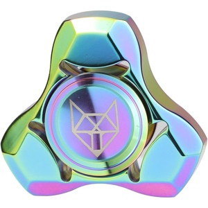image:imageFREELOVE Metal Fidget Spinner Brass Heavy Long Spinning Toys Cool Silent Small Mini 2nd Fox Figette Spiner for Adults Men Anxiety Quiet Bearing Relief Brass1st Fox Stainless Steel Mirror Rainbow
