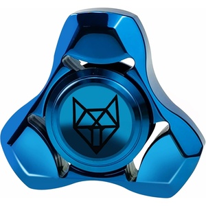 image:imageFREELOVE Metal Fidget Spinner Brass Heavy Long Spinning Toys Cool Silent Small Mini 2nd Fox Figette Spiner for Adults Men Anxiety Quiet Bearing Relief Brass1st Fox Stainless Steel Mirror Blue